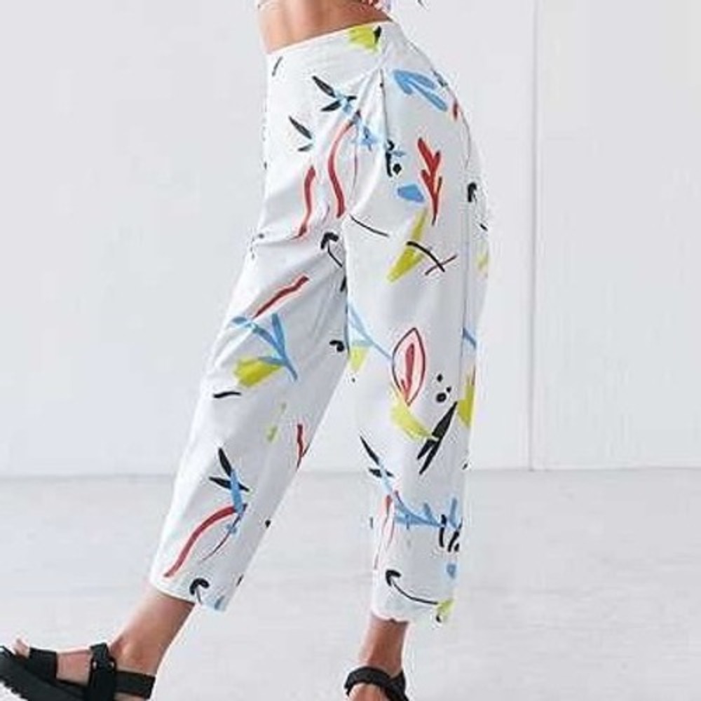 Urban Outfitters Silence + Noise Clara Balloon Pant White Multicolor Pattern S‎